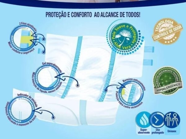 Fralda Geriátrica Descartável Confort Master Adulto Atacado Tamanho M - Imagem 7